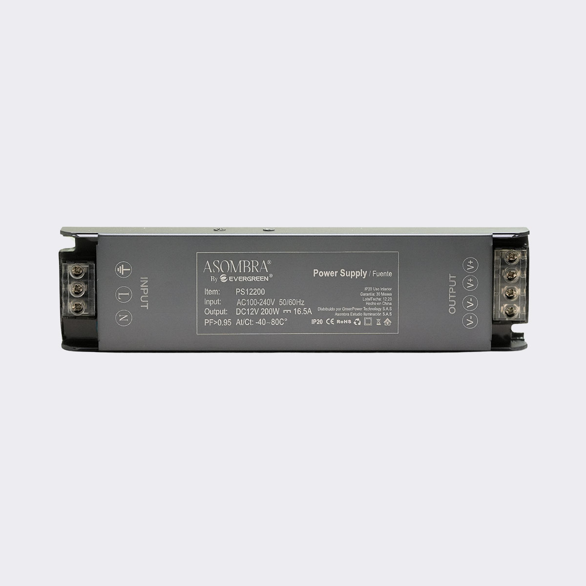Fuente Slim 12V 16.5A para cinta LED continua