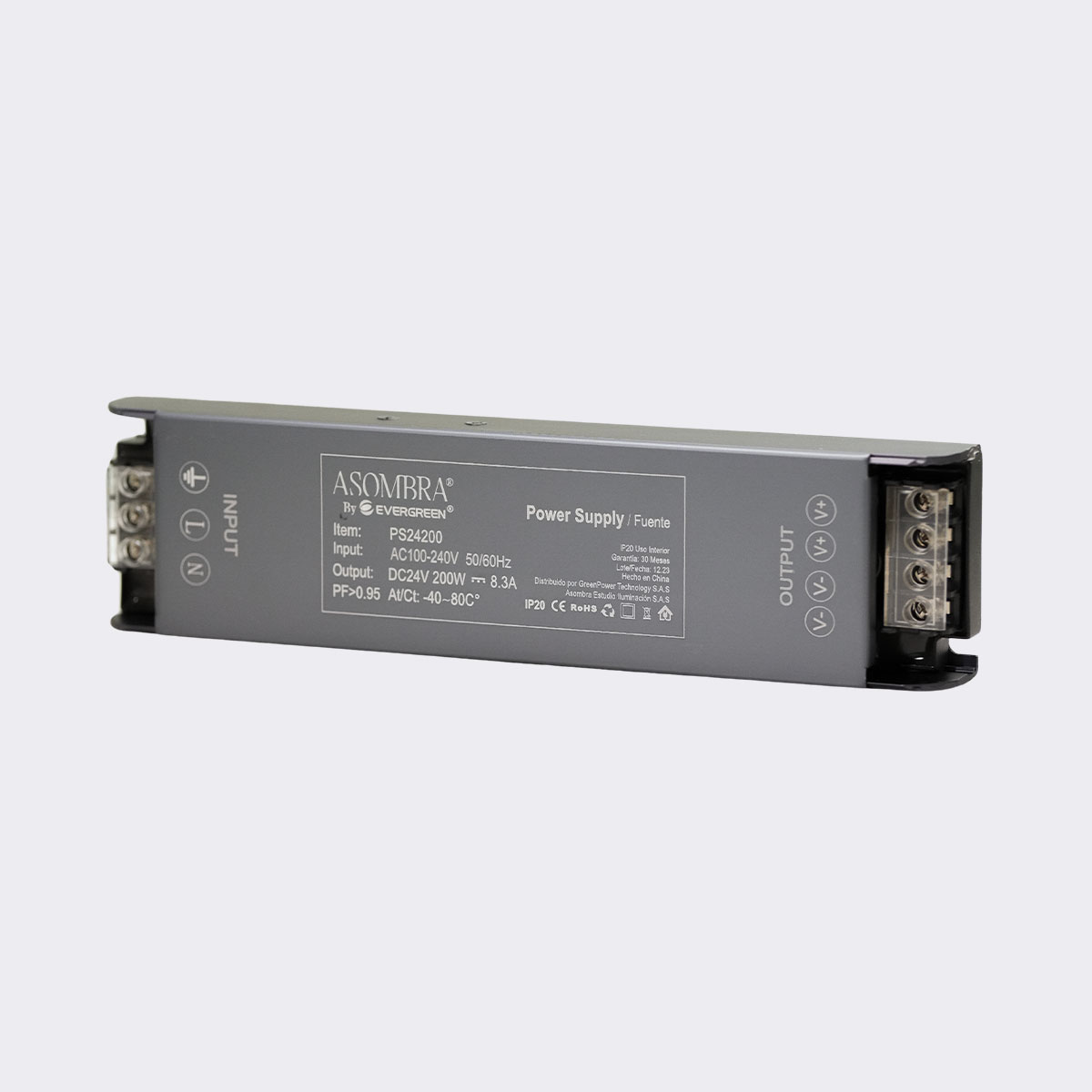 Fuente Slim 24V 8.3A IP20 para sistemas LED de alto consumo