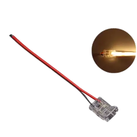 Conector transparente para cinta led 10mm con cable