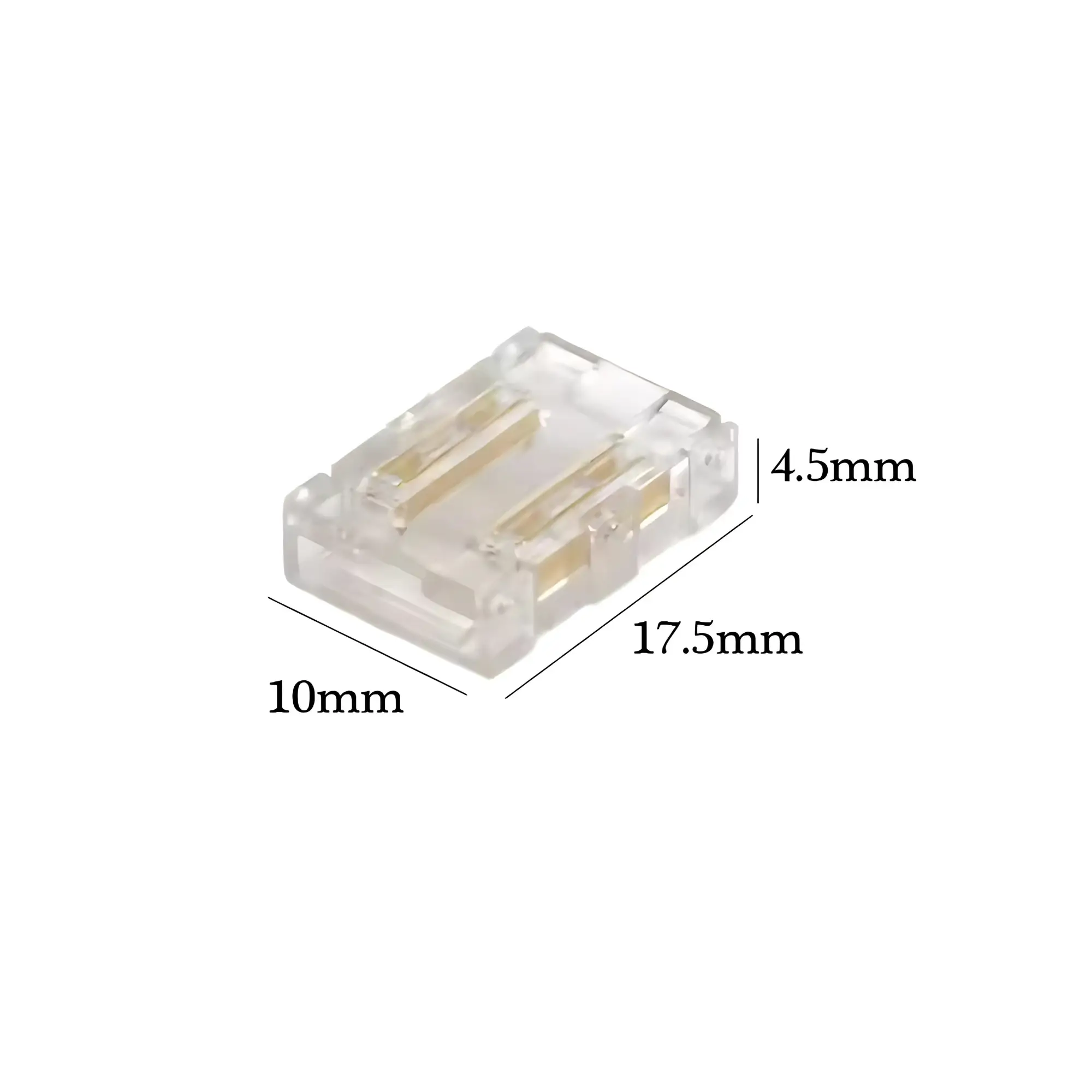 Conector para Cinta LED 10mm Acrílico Transparente – Pack x5