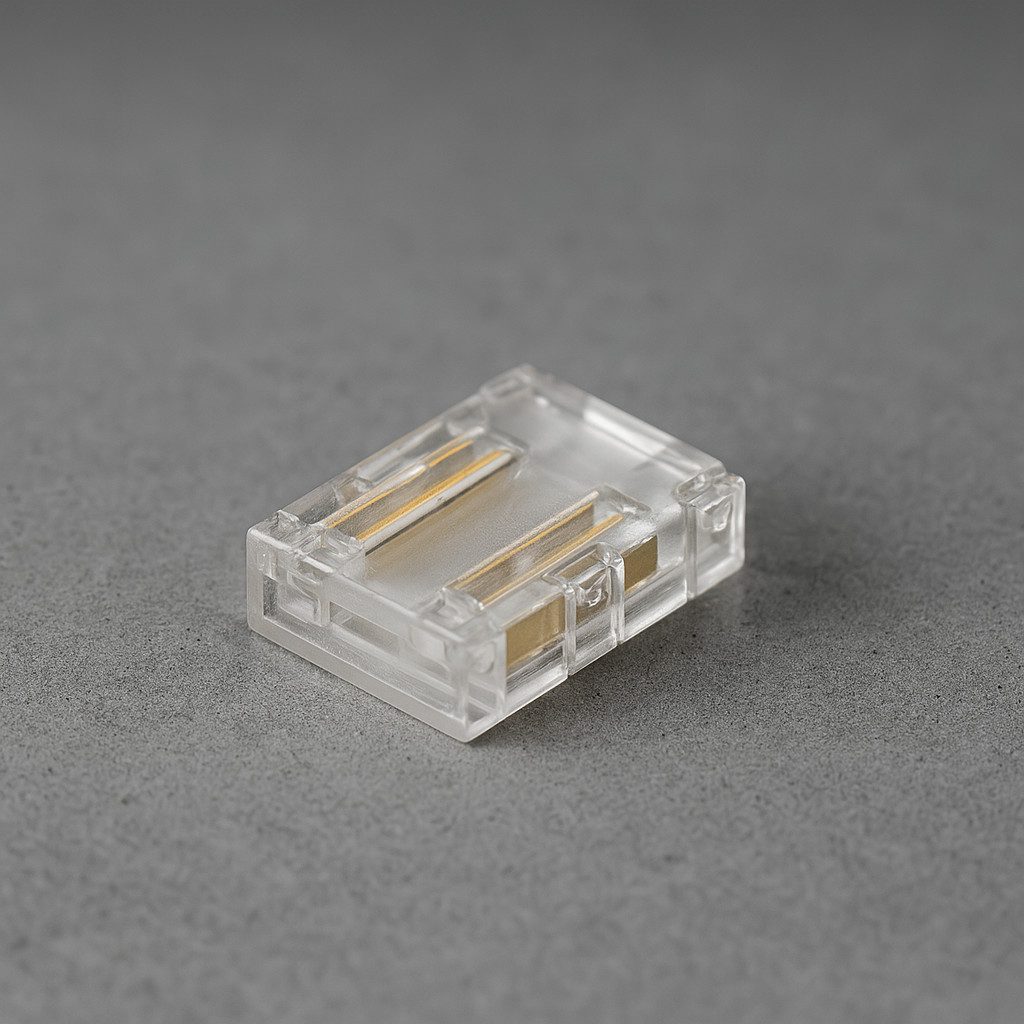 Conector unión para Cinta LED  Acrílico Transparente – Pack x10
