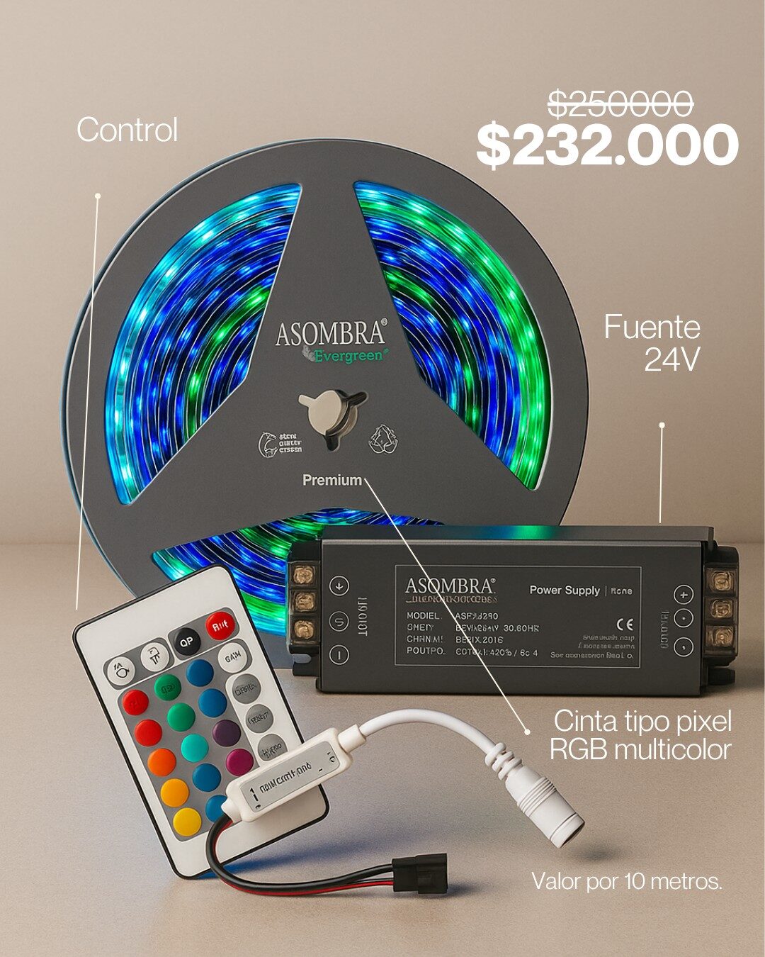 Kit RGB multicolor X 10 metros – Edición Navidad