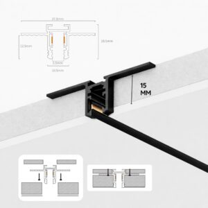 Riel Magnético 5mm para Incrustar Negro x 3 metros
