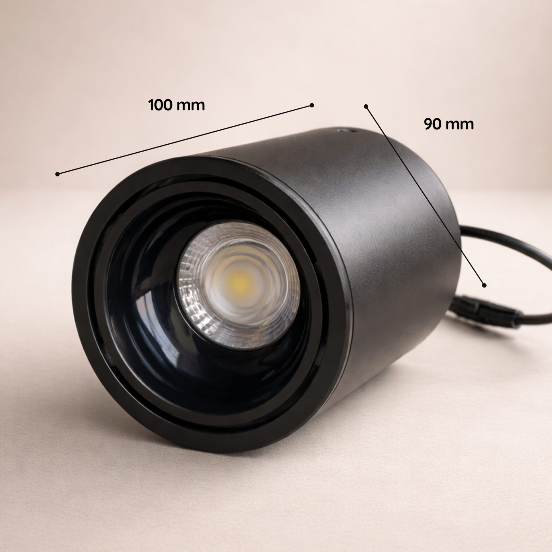 Cilindro LED Negro 3 Tonos 10W (Cálido - neutro - frio)