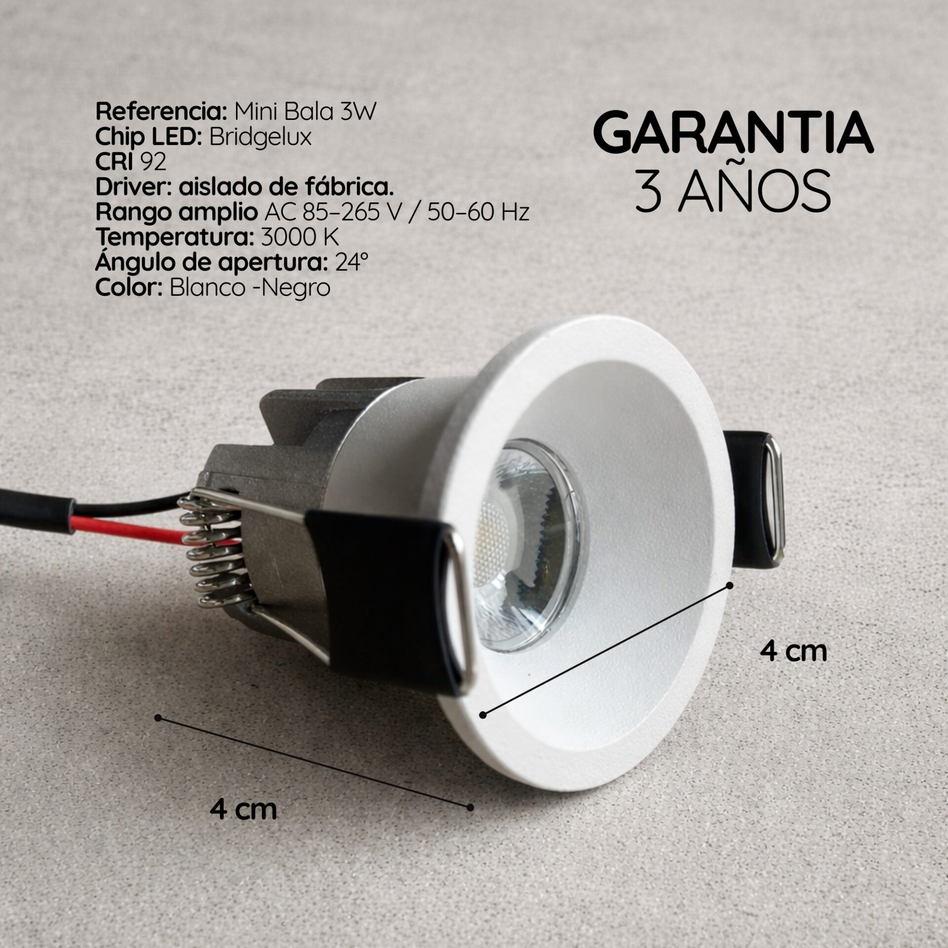 Mini Bala LED Empotrable Blanca 3W